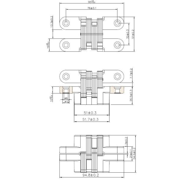Klaphngsel 180 - 95x19mm - Brstet