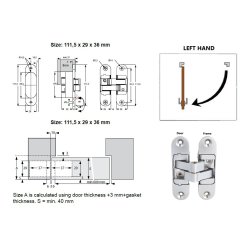 Skjult Drhngsel 3D Venstre - 180 bning - Mat Forniklet