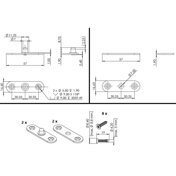 Skjult Roterbar Hngsel - 360 - Rustfrit Stl