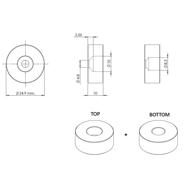 B�sning �25x10mm til Drejeligt Lamelsystem "Janus" - Sort