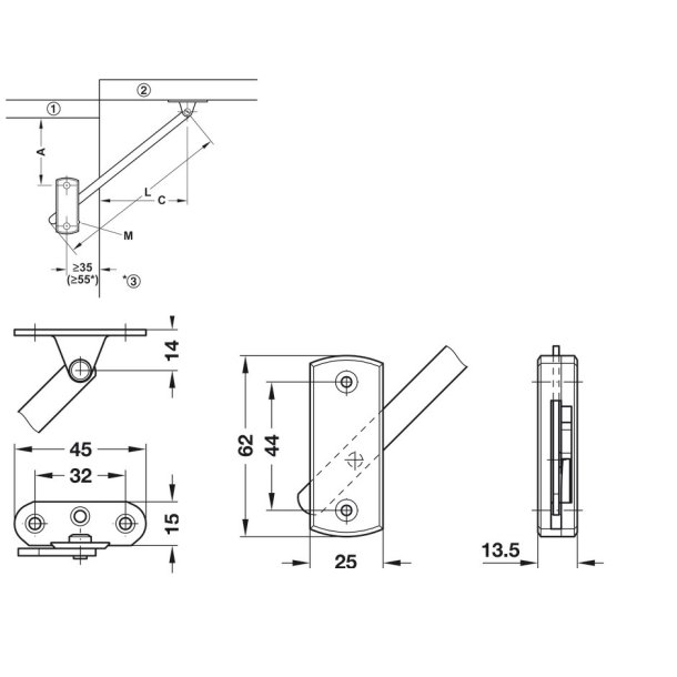Lgeholder 200mm - med Stop - Hjre