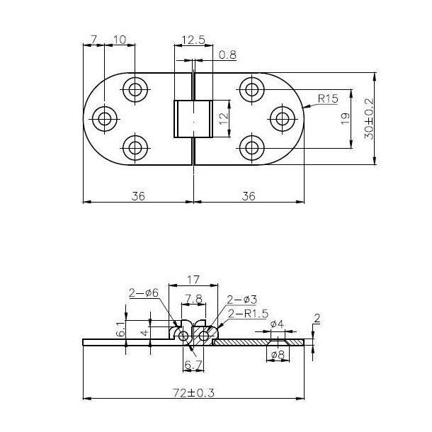 Klaph�ngsel 30x72mm - B�rstet Rustfri Look