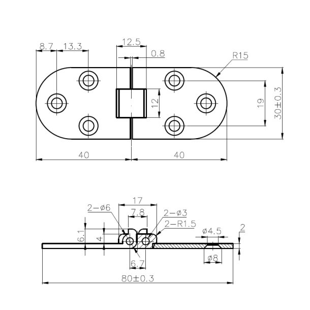 Klaphngsel 30x80mm - Brstet Messing
