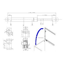 Gasfjeder 413/162mm 16Kg - Stl