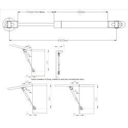 Gasdmper 243mm (Ned) - 120N - Inkl. Beslag