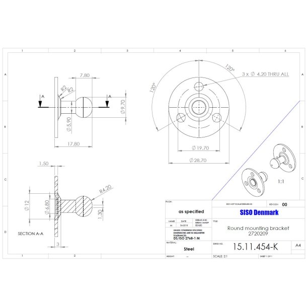 Monteringsbeslag til Gasdmper- Rundt