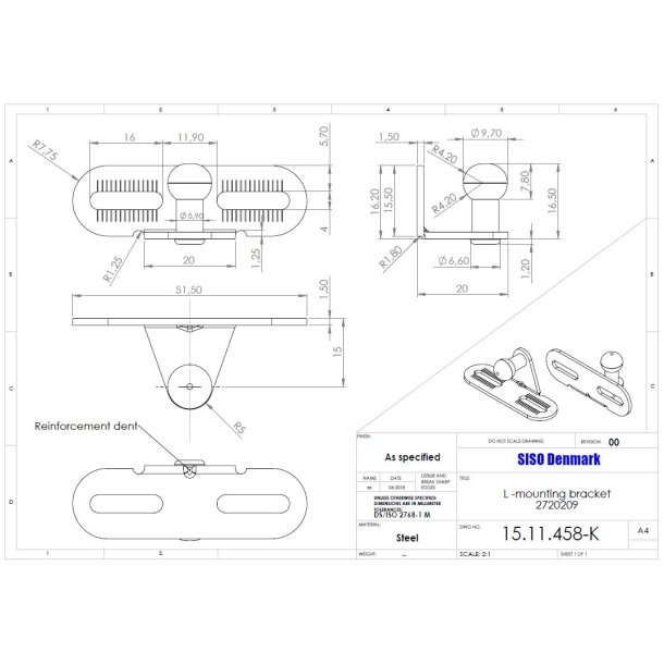Monteringsbeslag til Gasdmper- Vinklet