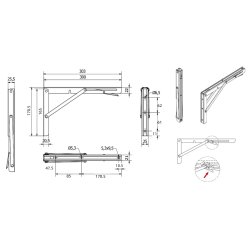 Klapbordsbeslag/Klaphyldekngt 30 cm - Sort