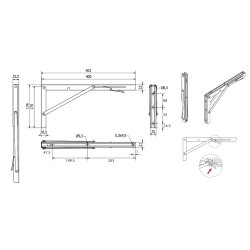 Klapbordsbeslag/Klaphyldekngt 40 cm - Sort