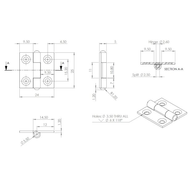 Kanthngsel - Formessinget  - 25x24x1,2mm