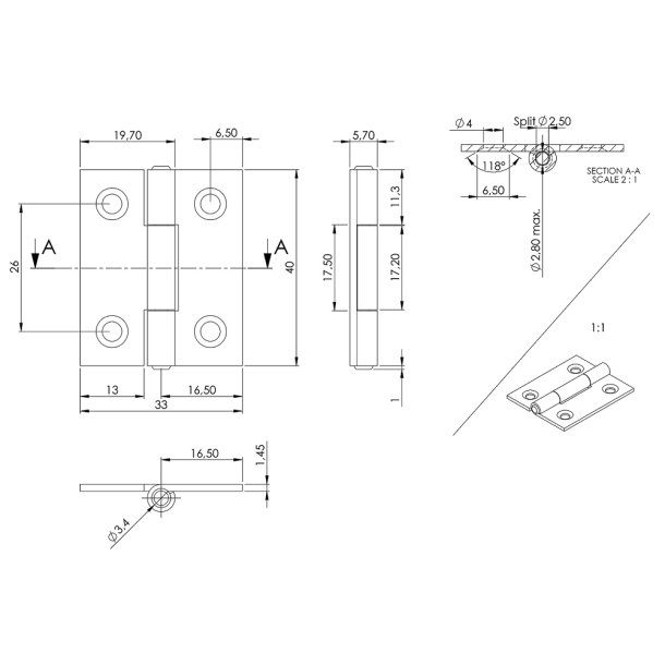 Kanthngsel - Forniklet - 40x33x1,4mm