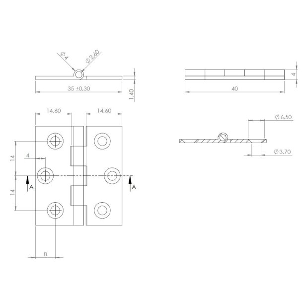 Kanth�ngsel - B�rstet Messing - 40x35x1,4mm