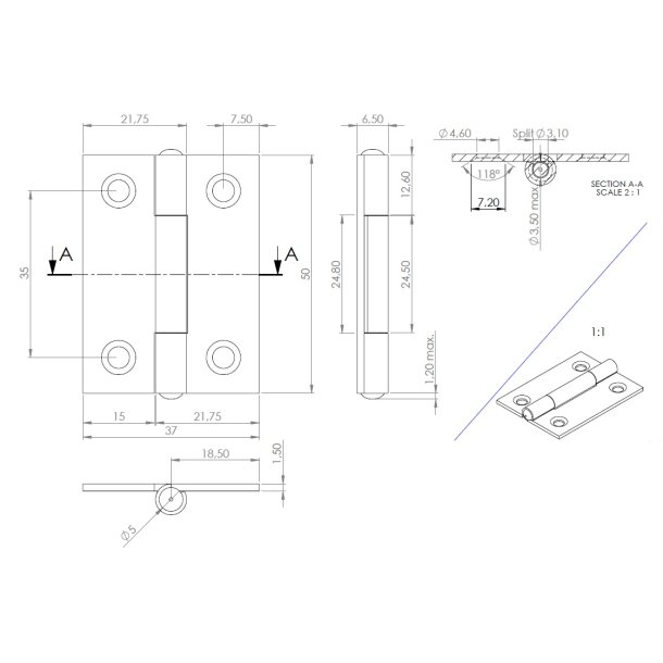 Kanthngsel - Formessinget  - 50x37x1,5mm