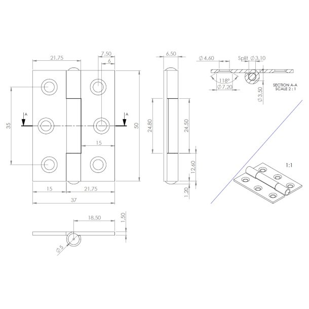 Kanthngsel - Forniklet - 50x37x1,5mm