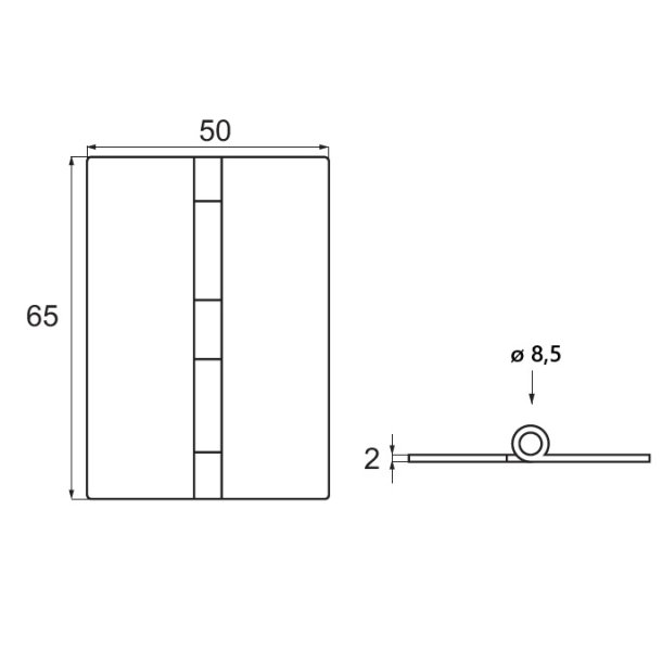 Kanthngsel - Poleret Rustfri Stl - 65x50x2mm