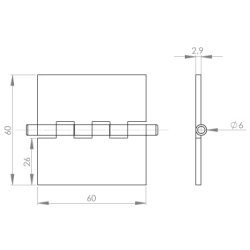 Kanthngsel - Forkromet Messing - 60x60x2,9mm