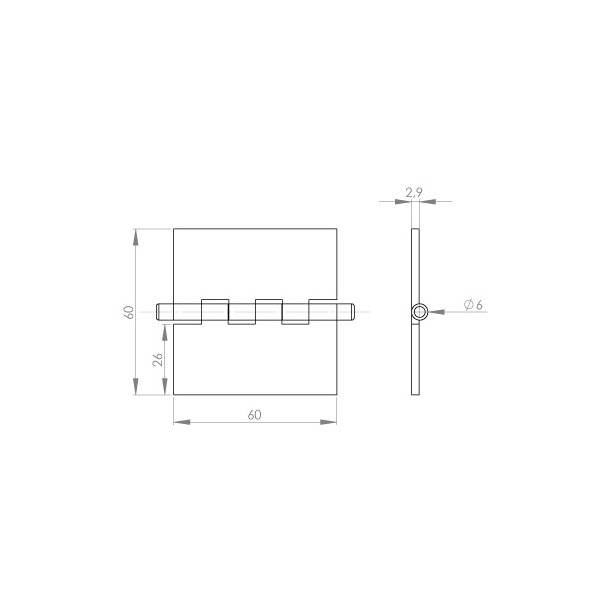 Kanthngsel - Forkromet Messing - 60x60x2,9mm