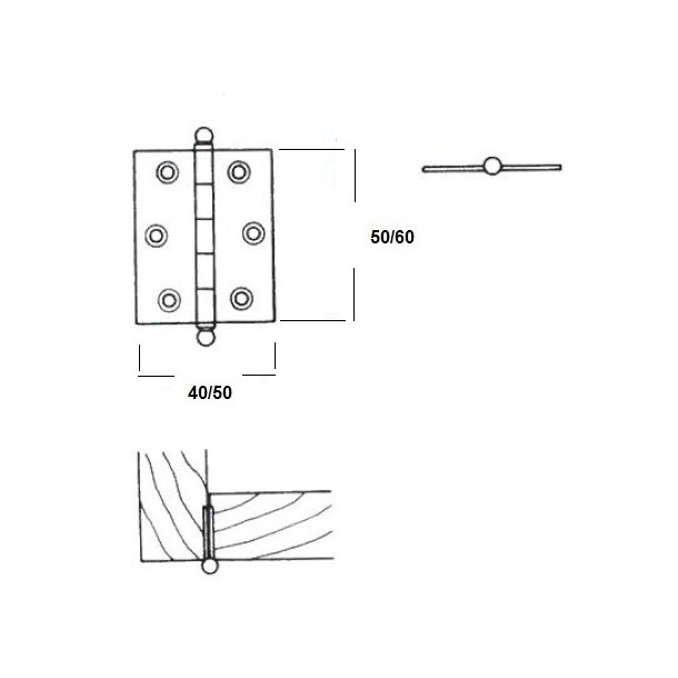 Kanthngsel - Bronzeret Messing - 60x50x1mm