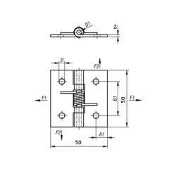 Kanthngsel med Fjeder - Brstet - 50x50x2mm