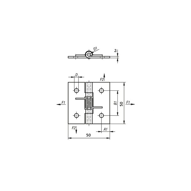 Kanthngsel med Fjeder - Brstet - 50x50x2mm