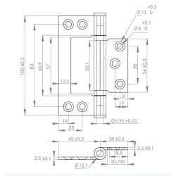 Kanthngsel "Flush" - Rustfrit Stl - 100x70x2,5mm