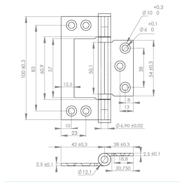 Kanthngsel "Flush" - Rustfrit Stl - 100x70x2,5mm