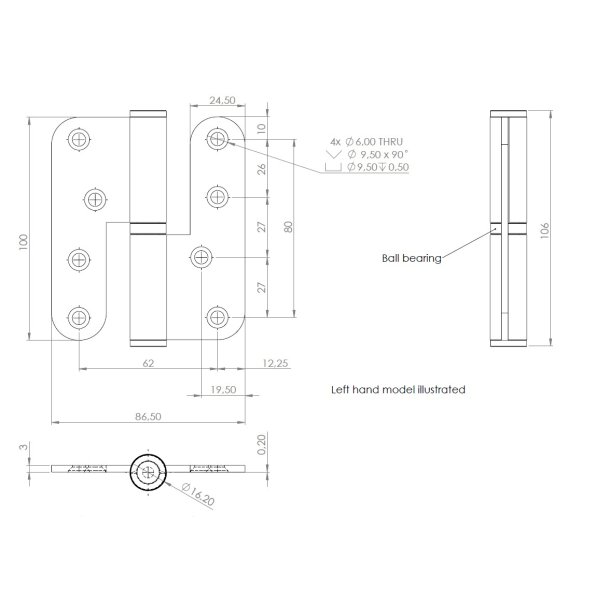 Lftehngsel - Venstrehngt - Rustfri Stl