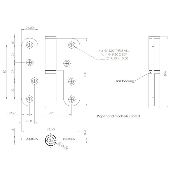 Lftehngsel - Hjrehngt - Rustfri Stl
