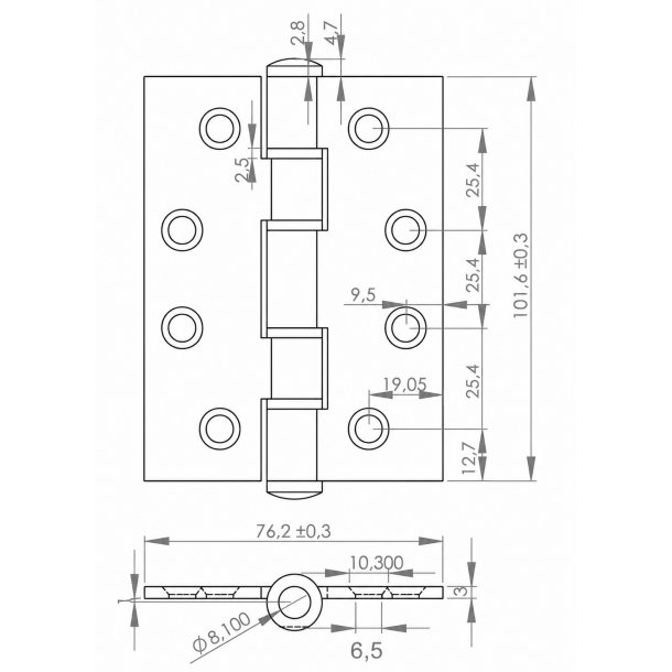 Kanth�ngsel - Rustfrit St�l - 102x76x3mm - B�rstet
