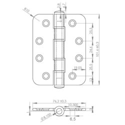 Kanthngsel - Rustfrit Stl - 102x76x3mm - Brstet