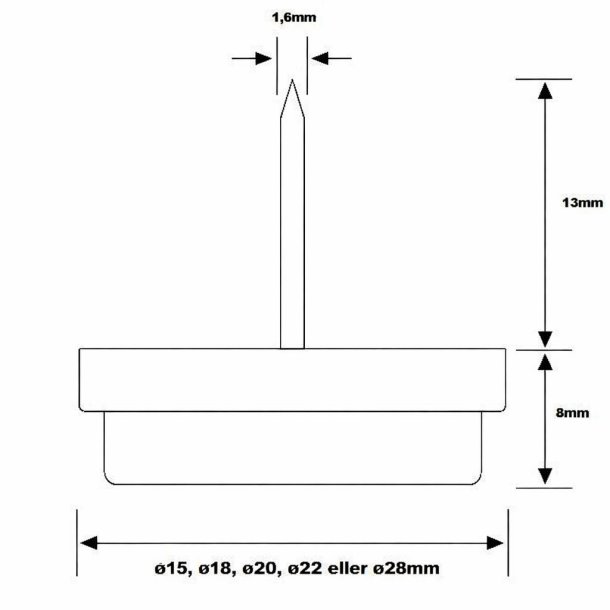 Glides�m �20mm m/Filt  - Hvid Plast