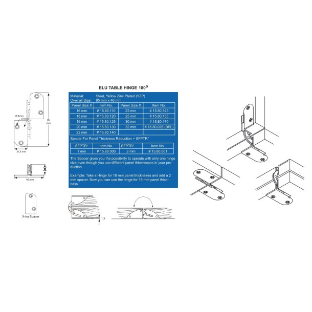 Klaphngsel 180 - 22mm Panel Tykkelse - Forzinket