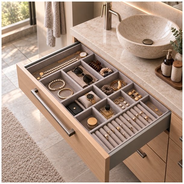 Skuffeinddeler "Ordo" - 90x2000mm - Gr� Velour