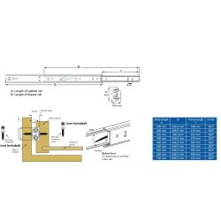 Skuffeskinne 27x250mm - Elforzinket