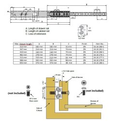 Skuffeskinne 17x278mm - Elforzinket