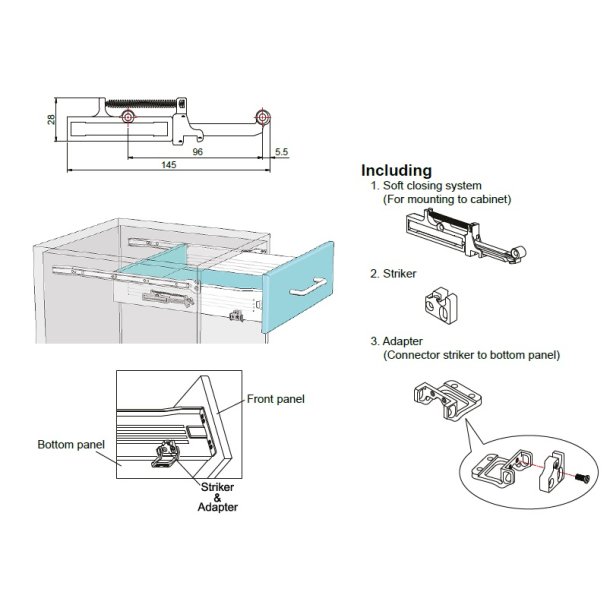 Dmpnings Lukkemekanisme til Metalskuffe
