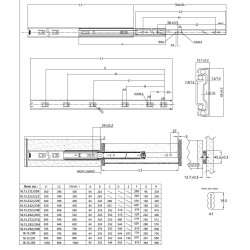 Skuffeskinne 45x300mm - Fuldudtrk - Sort