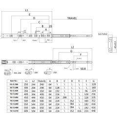 Skuffeskinne 45x600mm - Fuldudtr�k - Push To Open