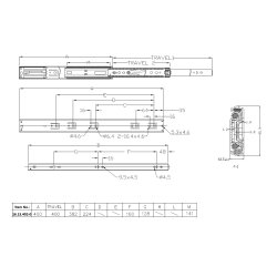 Skuffeskinne "Motion P" 45x400mm - Fuldudtr�k - Push To Open