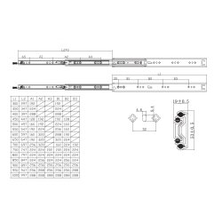 Skuffeskinne 53x300mm - med Ls - Heavy Duty
