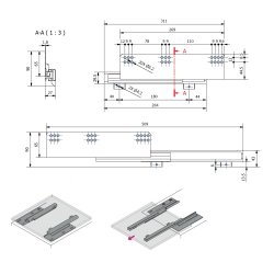 Skuffeskinner til Bundmontering 27x311mm - Softclose
