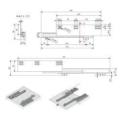 Skuffeskinner til Bundmontering 27x361mm - Softclose