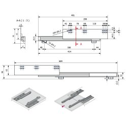 Skuffeskinner til Bundmontering 27x461mm - Softclose