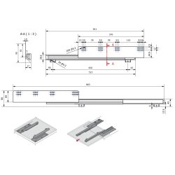 Skuffeskinner til Bundmontering 27x561mm - Softclose