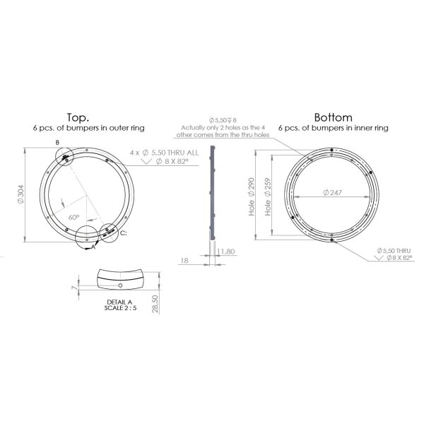 Drejebeslag 360 - 304x12mm - Vgtbelastning 70Kg