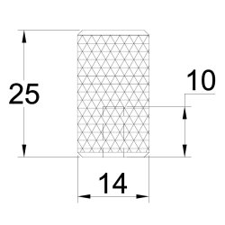 Riflet Mbelknop "House" - Mat Sort- 14mm