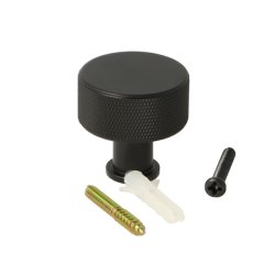 Riflet Mbelknop m/Fod "House" - Mat Sort - 32mm