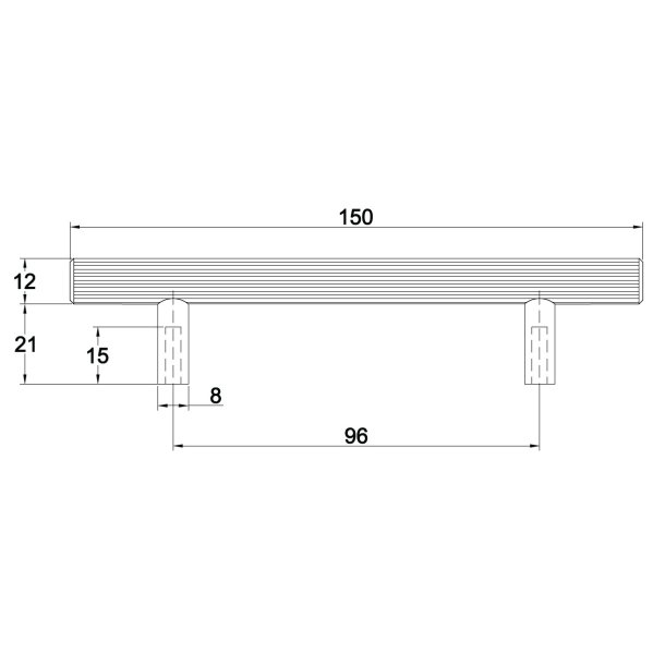 Linjeret Greb "Justa" - Brstet Messing med lak - cc 96mm