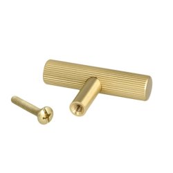 Linjeret T-Bar "Justa" - Brstet Messing med Lak - 50mm