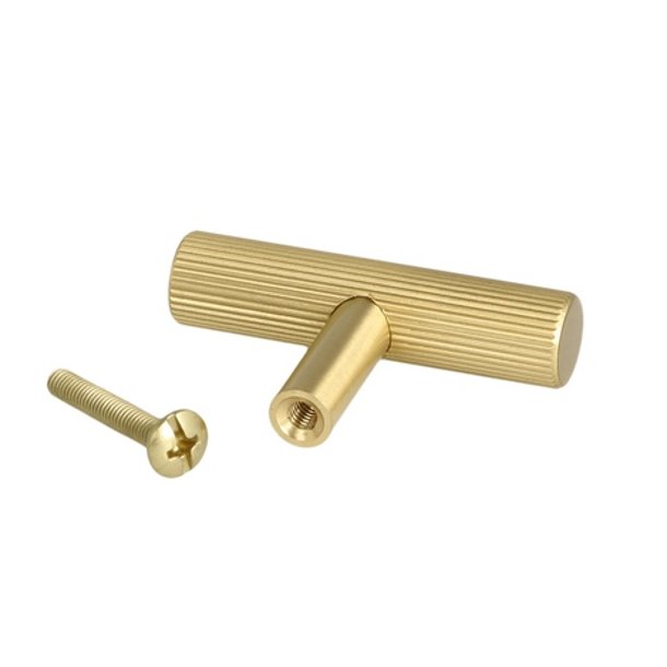 Linjeret T-Bar "Justa" - Brstet Messing med Lak - 50mm